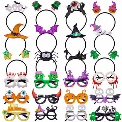 Halloween Headbands and Glasses Frame Set 24PCS Party Favors