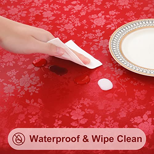 Red Waterproof Heavy Duty Vinyl Rectangular Tablecloth 70 x 120 Inches