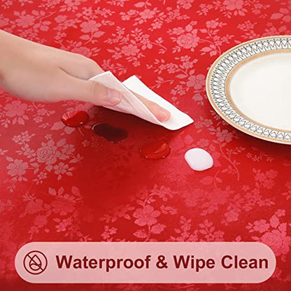 Red Waterproof Heavy Duty Vinyl Rectangular Tablecloth 70 x 120 Inches