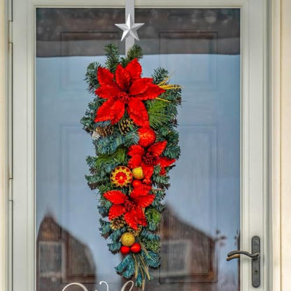 Silver Metal Wreath Hanger for Front Door - Over-the-Door Hook, 14-Inch, 1 Pack