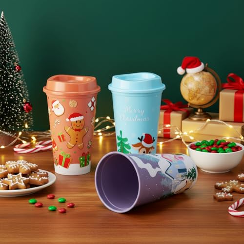 72 Pack Christmas Coffee Cups Gifts Bulk - Snowman & Reindeer Variations
