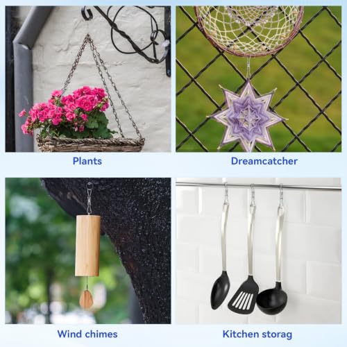 20 Pack Stainless Steel Swivel Hooks for Wind Chimes & Decorations - Durable 360° Rotating Clips