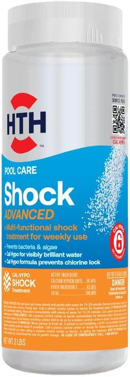 HTH 52043 Pool Care Shock - Advanced Swimming Pool Chemical Prevents Bacteria & Algae | 2 lbs (2-Pack)