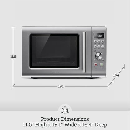 Breville BMO650SIL Microwave Oven - Compact Wave Design with Soft Close - Silver Finish