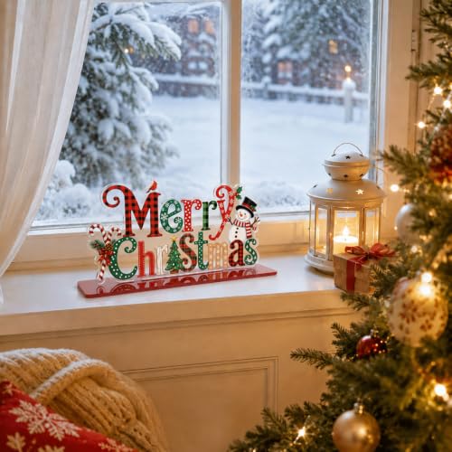 Christmas Acrylic Table Sign Indoor Holiday Decor Snowman