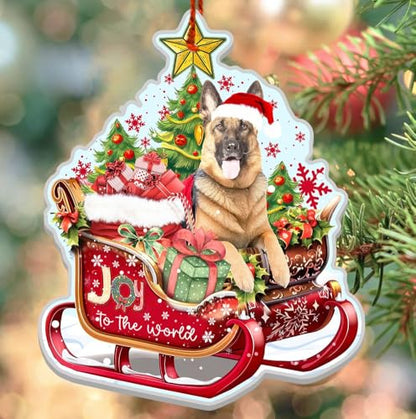 German Shepherd Christmas Ornament - Dog Lover Holiday Decor - Sleigh Shape Gift