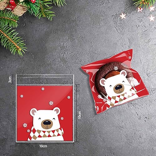 Christmas Treat Bags 100pcs Self-Adhesive Candy & Cookie Packaging Bags