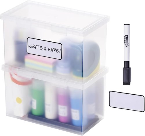 Bostitch Konnect Storage Containers - Clear Plastic Office Organizer with Lids | 4 Qt, 2 Pack