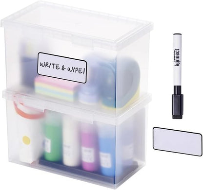 Bostitch Konnect Storage Containers - Clear Plastic Office Organizer with Lids | 4 Qt, 2 Pack