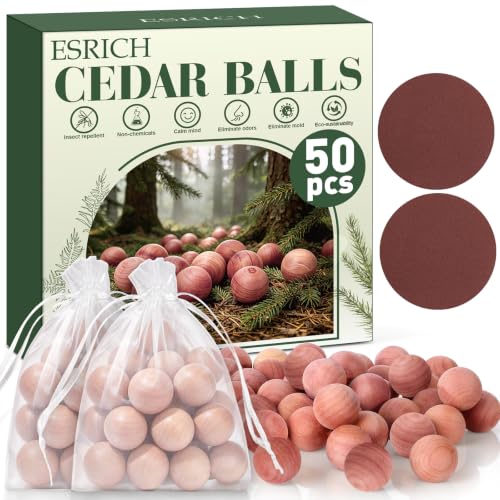 Cedar Balls for Clothes Storage 50 Pack Natural Cedar Scented Closet Fresheners