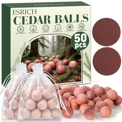 Cedar Balls for Clothes Storage 50 Pack Natural Cedar Scented Closet Fresheners