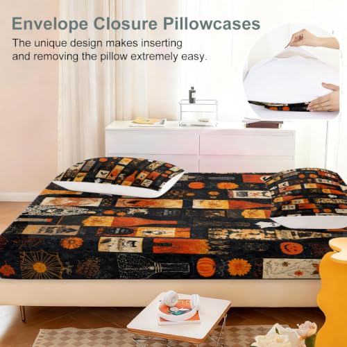 Halloween Fitted Sheet Set - Gothic Pumpkin Bottles, Cal King, Variation of Halloween Magic Bottle