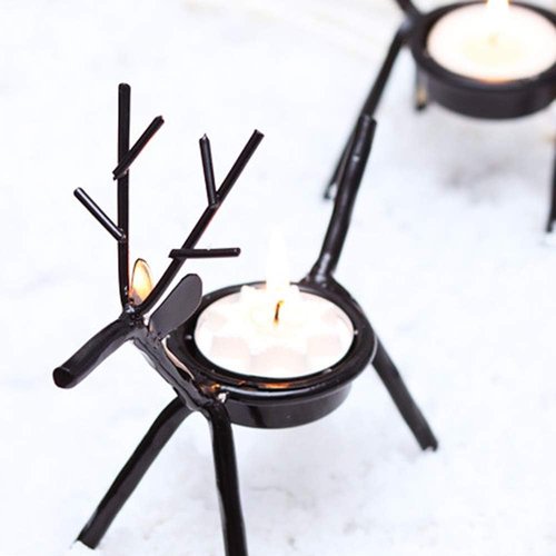 BestAlice Reindeer Tealight Holders - 2 Pack Metal Christmas Candle Holders for Holiday Decor