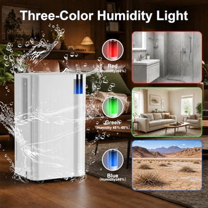 38 Pints Dehumidifier for Basement & Home with Drain Hose, Smart Humidity Control
