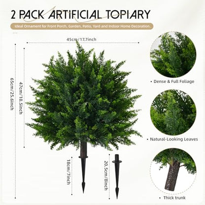 Artificial Topiary Ball Trees - Cedar Foliage, 2 Pack - Variation of THIS listing