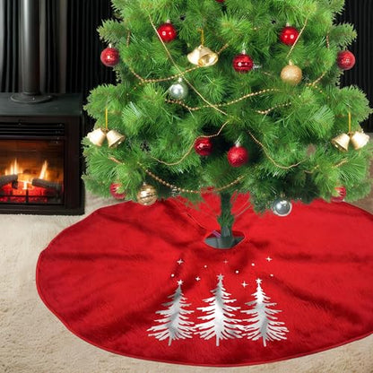 Allwind 36 Inch Red Christmas Tree Skirt Faux Fur Holiday Decor for 4-6Ft Tree