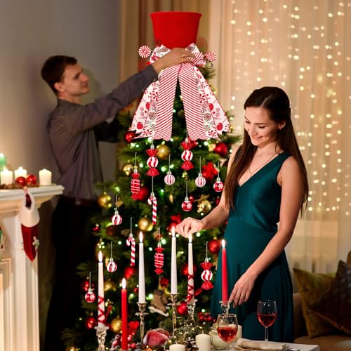 Christmas Candy Cane & Tree Topper Set - Holiday Decor