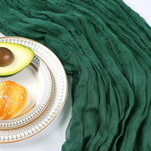 Emerald Green Cheesecloth Table Runner 6 Pack 10Ft - Elegant Boho Decor