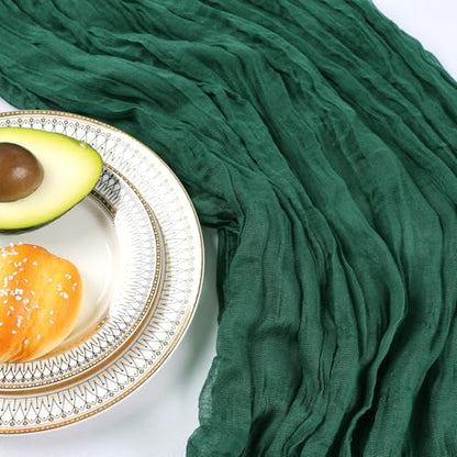 Emerald Green Cheesecloth Table Runner 6 Pack 10Ft - Elegant Boho Decor