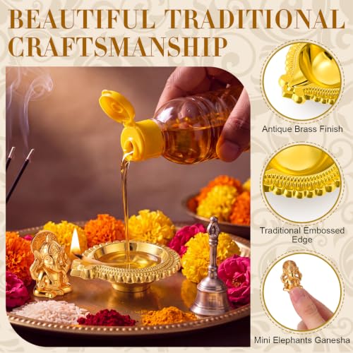 Diwali Return Gift Set with Kuber Diya and Ganesha - Flower Variation
