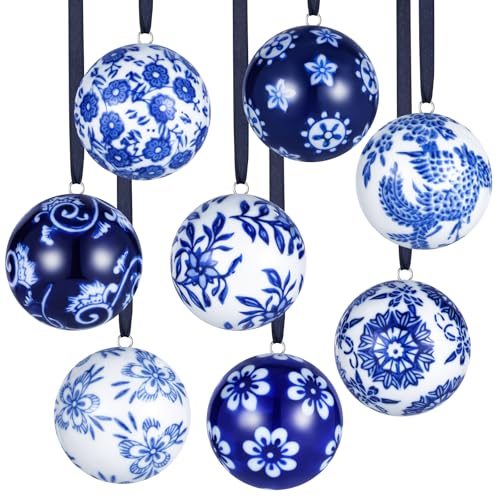 Christmas Porcelain Balls 8 Pcs Bulk Chinoiserie Ornament - Stylish Style