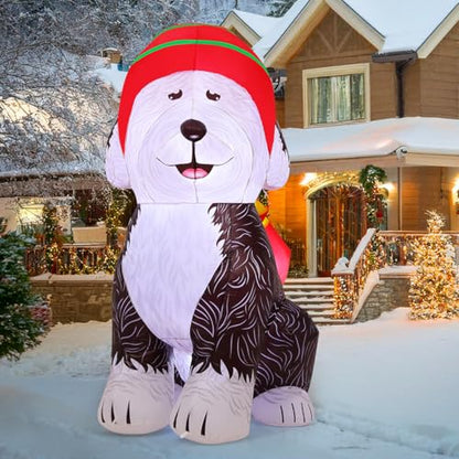 5FT Christmas Inflatables Old English Sheepdog with Gifts Yard Decor
