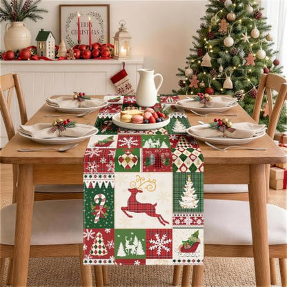 Christmas Reindeer Table Runner 13x72 Inch - Holiday Decor for Dining