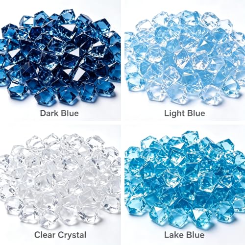Blue Acrylic Ice Rocks for Vase Fillers - 560 Pack, Aquarium & Decor