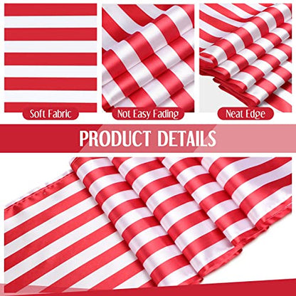 Breling 6 Pieces Red and White Striped Table Runners - 12 x 108 Inch - Classic Decorative Table Linens for Indoor & Outdoor Events