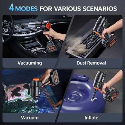 Cordless Handheld Car Vacuum Cleaner 50,000Pa Powerful Suction 6-in-1 with Dual Batteries