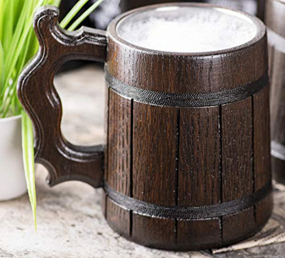 Handmade Wooden Beer Mug 17oz with Stainless Steel Insert – Gift for Him