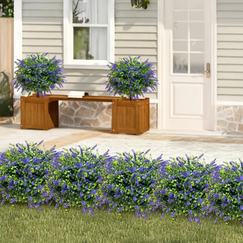 Artificial Lavender Plant with Stake - 23in UV Resistant Outdoor Faux Flower