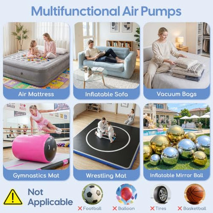 Electric Air Pump for Inflatables - 901-600W Quick-Fill Inflator & Deflator with 4 Nozzles, Portable AC 110-120V