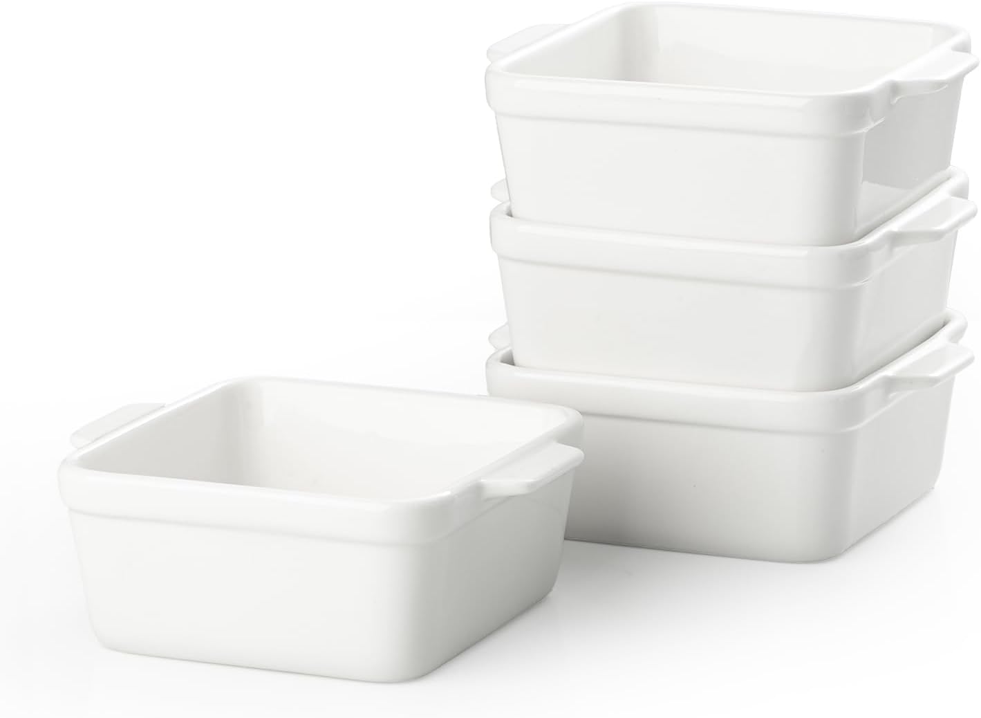 Regine Switzerland 16 oz Small Baking Dish Set of 4 - Ceramic Casserole Ramekins for Meal Prep & Desserts