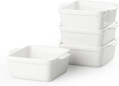 Regine Switzerland 16 oz Small Baking Dish Set of 4 - Ceramic Casserole Ramekins for Meal Prep & Desserts