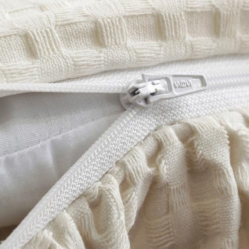 Beige Ruffle Chair Cushion Cover French Chair Pad Slipcover with Ties - Farmhouse Home Decor