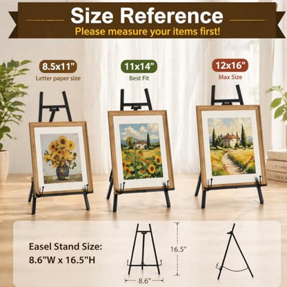 16.5 Inch Metal Tabletop Easel Stand for Frames and Signage Black