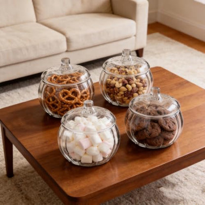 Clear Glass Candle Jars with Airtight Bamboo Lids - 4 Pack