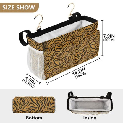 Animals Print Bedside Caddy with 6 Pockets, Hooks & Straps for Bed, Sofa, RV