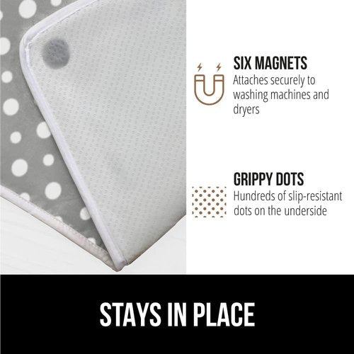 GORILLA GRIP The Original Ironing Board Cover and Pad, Silicone Coating, 400°F Scorch Resistant Thick Padding, Heavy Duty Iron Covers Standard Boards, Hook and Loop Fastener Strap, Polka Dots 28x24