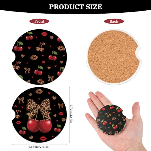 Cheetah Leopard Car Coasters for Cup Holders - Absorbent Ceramic Set - Variation: Cheetah251