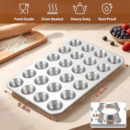 Mini Muffin Pan 24-Cup Stainless Steel Non-Toxic Bakeware - Variation 1