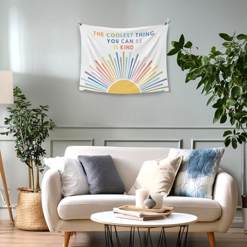 Inspirational Whimsical Boho Wall Tapestry Banner - Be Is Kind, 40x30 Inches