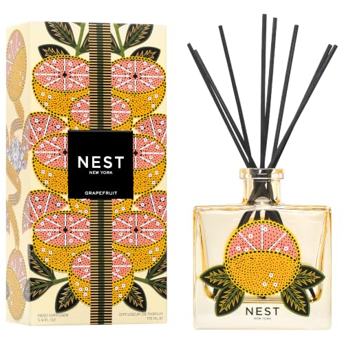 Grapefruit Scented Reed Diffuser - Refillable Glass Vase, 5.9 fl oz