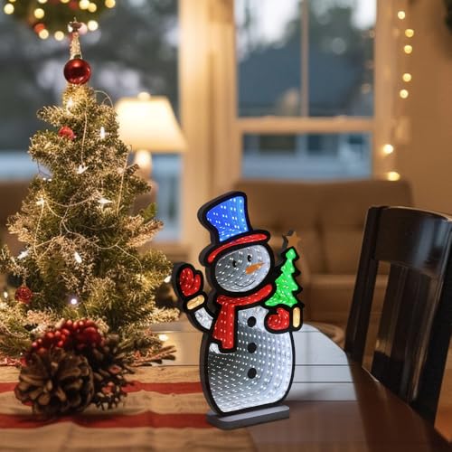 Snowman Infinity Mirror Tunnel Light - Indoor Christmas Decor with Variations