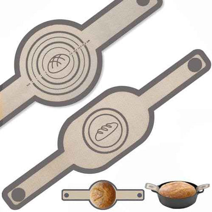 2Pcs Silicone Bread Sling Oval And Round For Dutch Oven, Non-Stick Easy-Clean Reusable Silicone Baking Mat With Long Handles Sourdough Bread Baking Mat Tools Supplier Liner, Gray