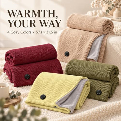 USB Heated Shawl Wrap for Women - Red, Wearable Electric Blanket
