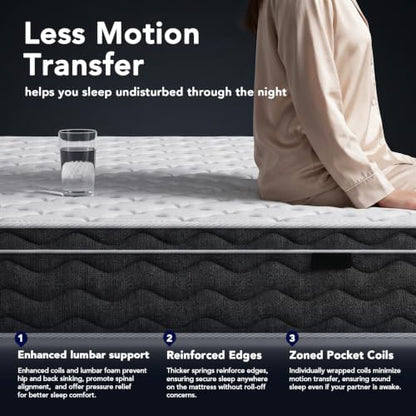 Grey 12-Inch Queen Size Mattress in a Box - Hybrid Gel Foam Support