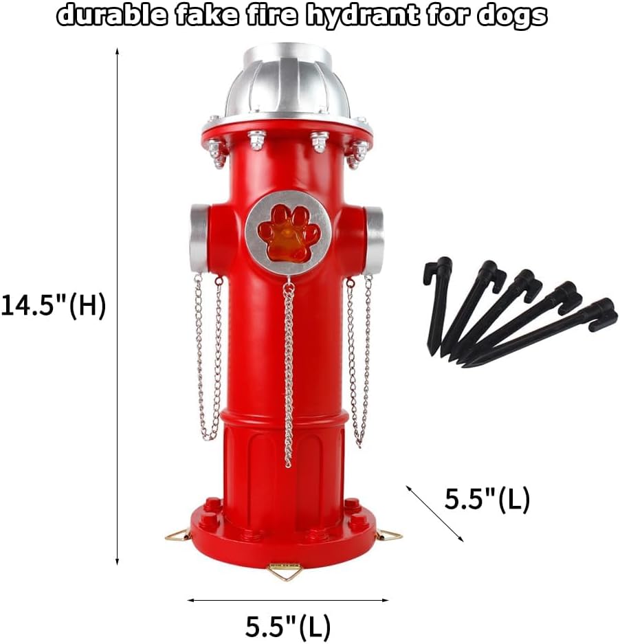 Skiennix Fake Fire Hydrant Statue - Solar Light with Glowing Paw Prints for Outdoor Garden Decor | 14.5" Tall