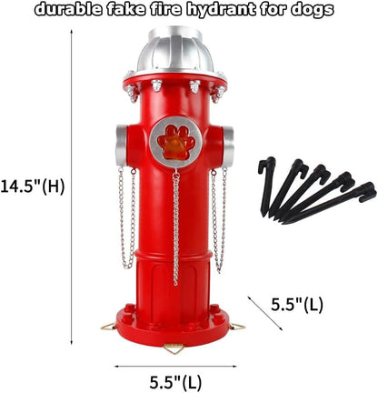 Skiennix Fake Fire Hydrant Statue - Solar Light with Glowing Paw Prints for Outdoor Garden Decor | 14.5" Tall